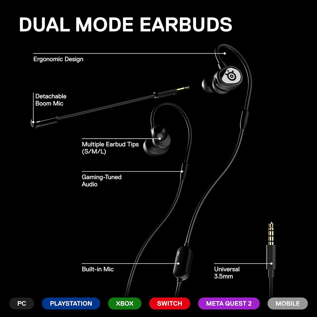 SteelSeries TUSQ Gaming Earbuds