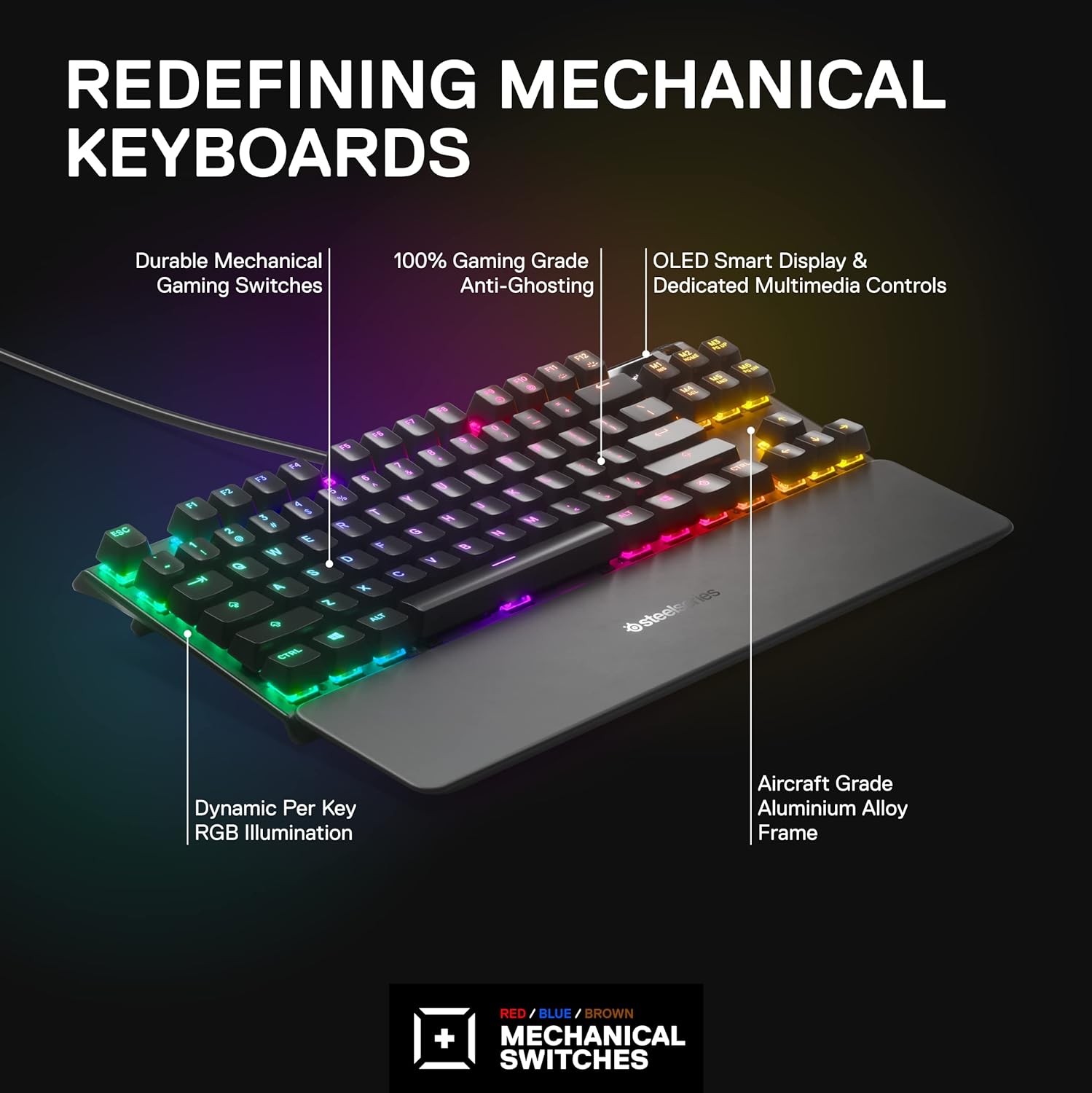 SteelSeries Apex 7 TKL Compact Mechanical Gaming shops Keyboard - OLED Smart Display