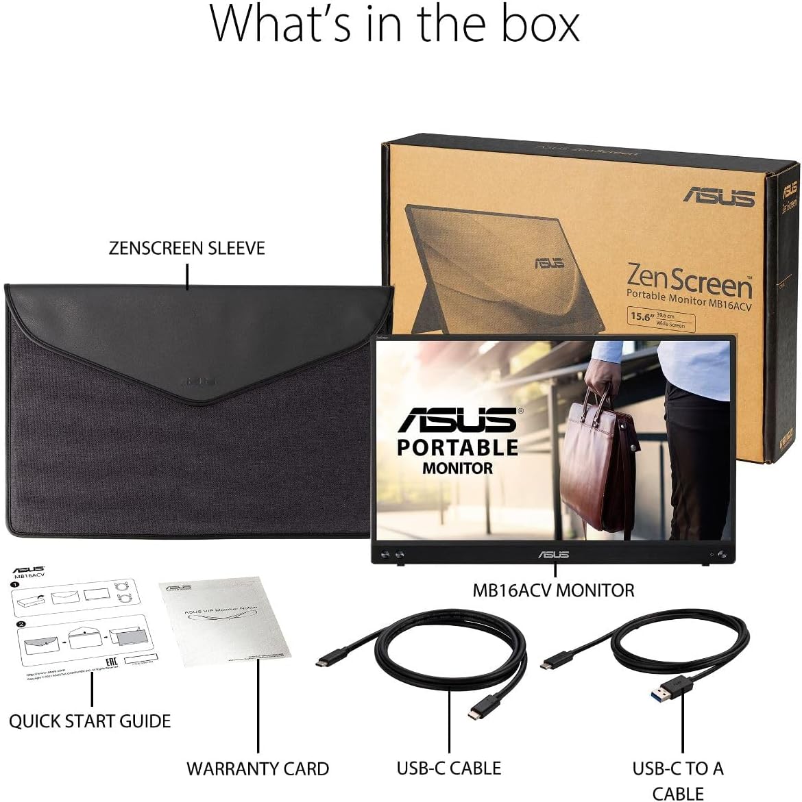 ASUS ZenScreen MB16ACV 14 Inch USB Type-C Portable Monitor