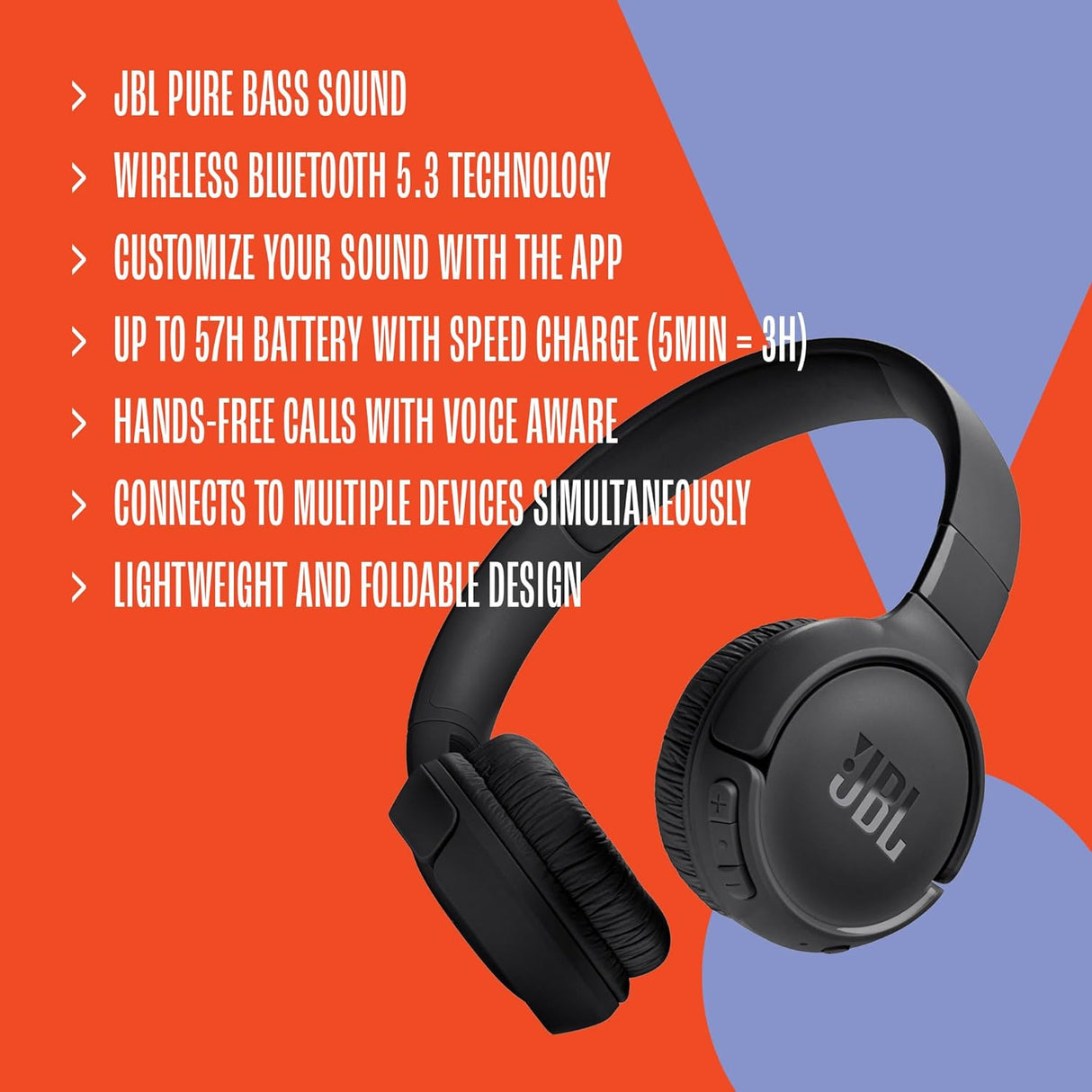 JBL Tune 520 BT Wireless On-Ear Headphones