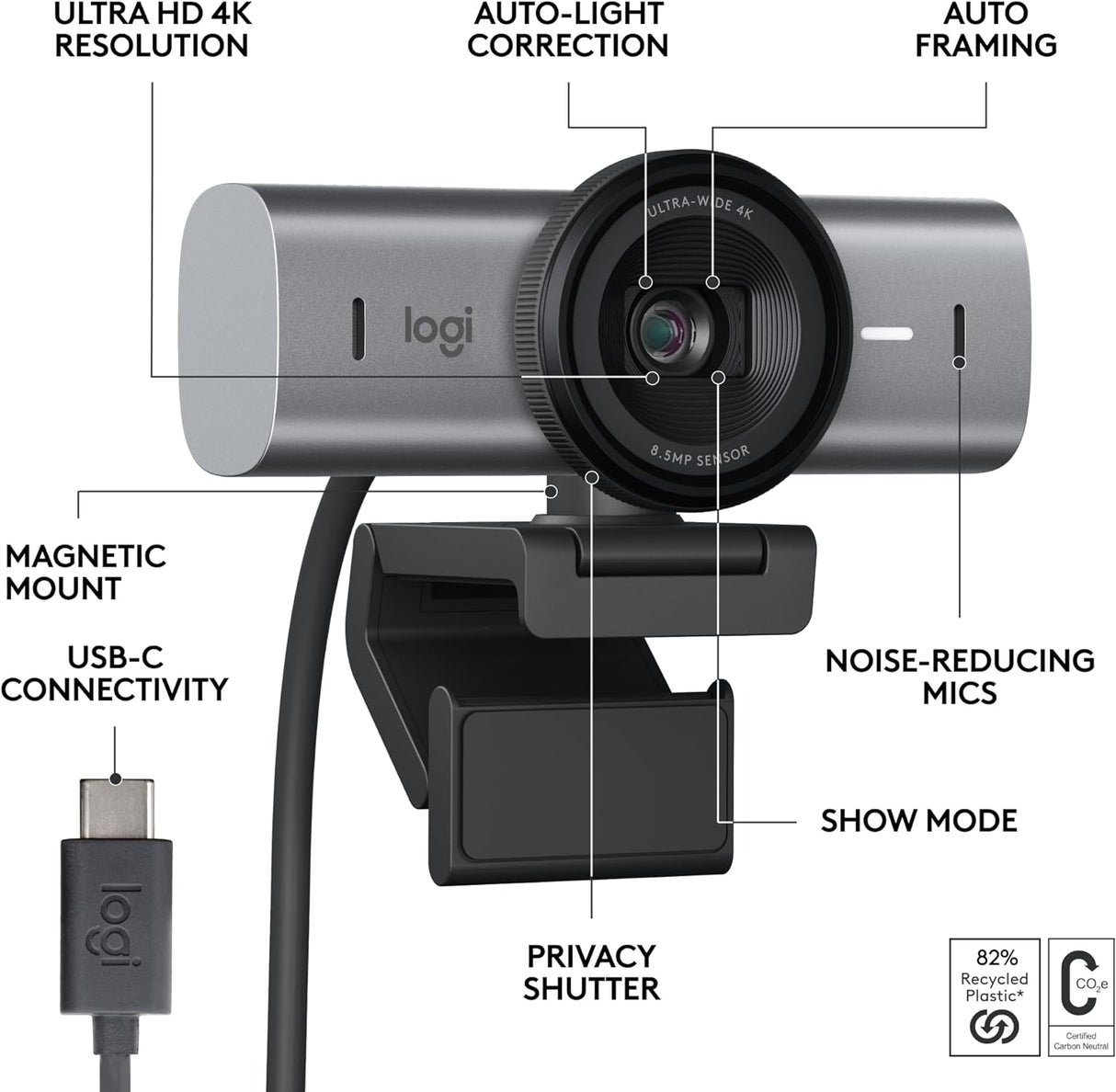 Logitech MX Brio 4K Ultra HD Collaboration and Streaming Webcam