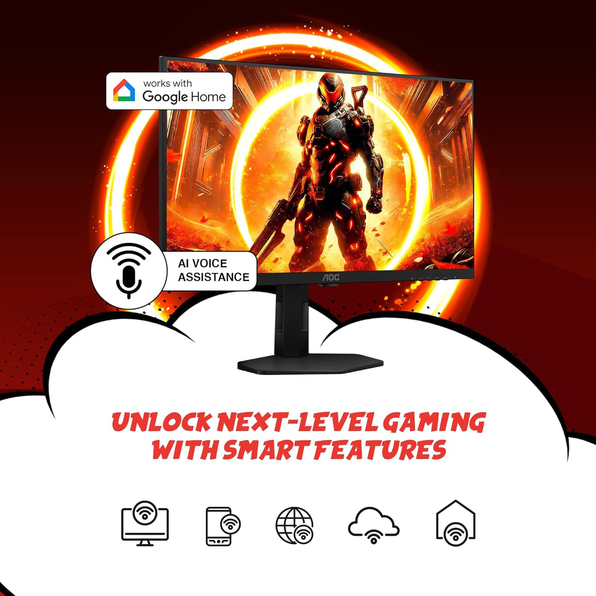 AOC Gaming Monitor Q27G4XY - 27" QHD - 180Hz - Google Smart OS