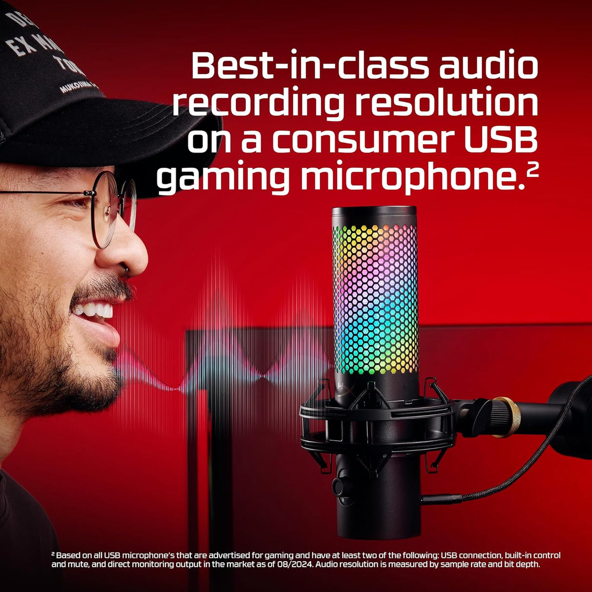 HyperX QuadCast 2 S – USB Microphone for Gaming, Streaming and Podcasting, with On-Board Controls, LED Lighting, Removable Shock Mount, PC, Mac, PS5, PS4, USB-C - Black