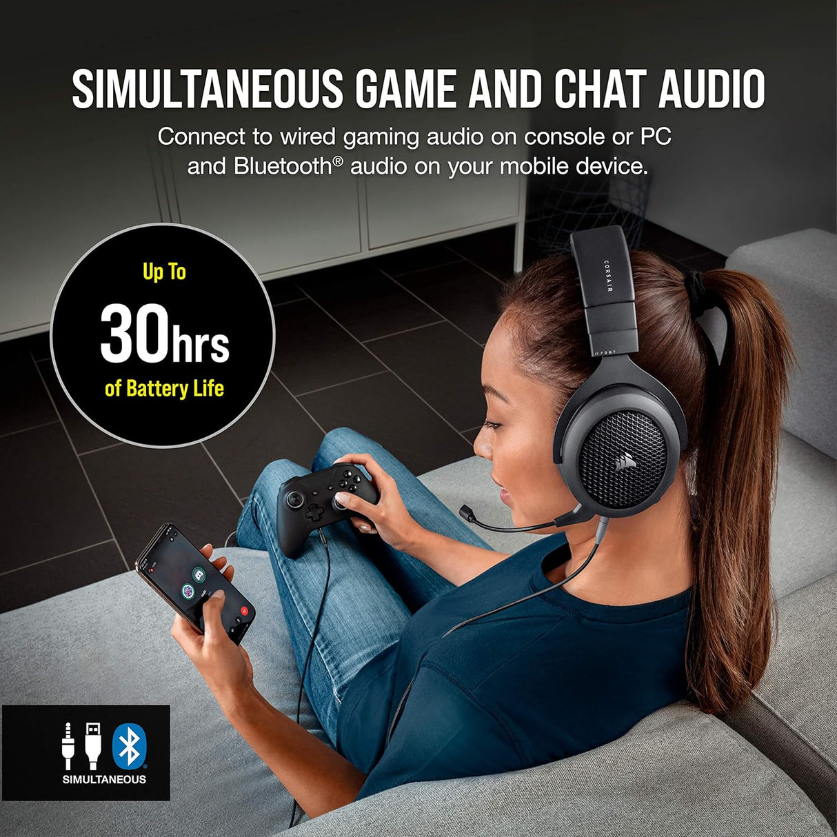 Corsair HS70 Wired Gaming Headset with Bluetooth