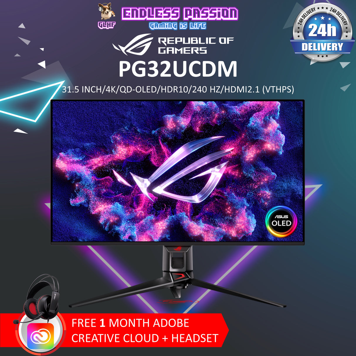 ASUS ROG Swift 4K OLED PG32UCDM 32 Inch Gaming Monitor