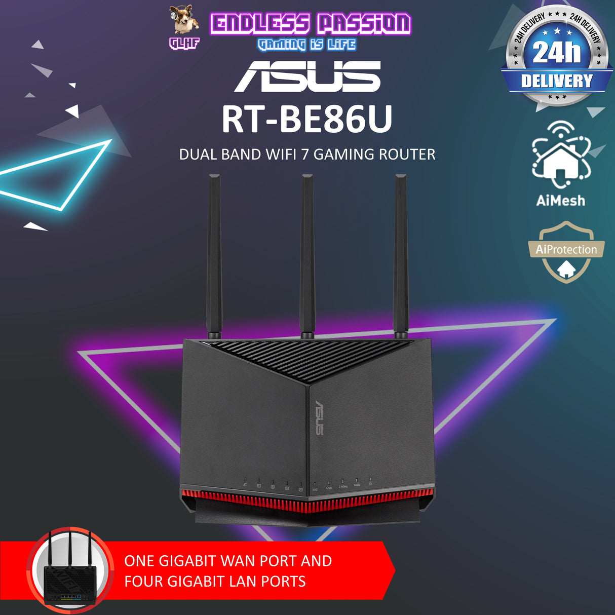 ASUS RT-BE86U Dual Band WiFi 7 Gaming Router