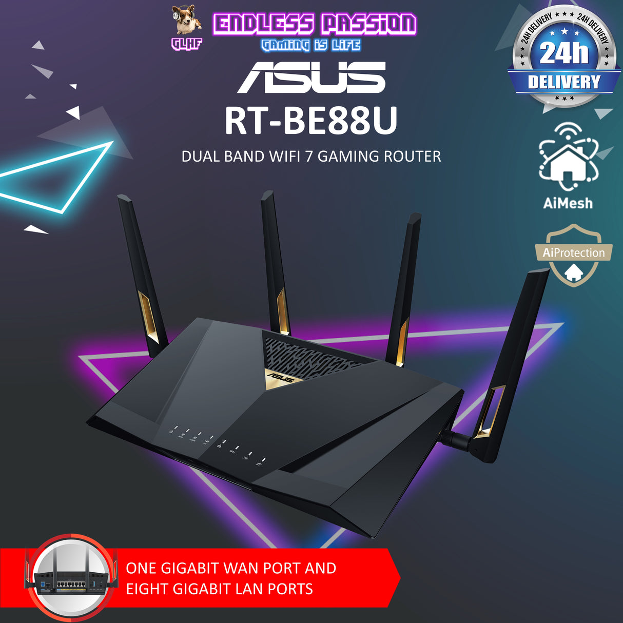 ASUS RT-BE88U Dual Band WiFi 7 Gaming Router