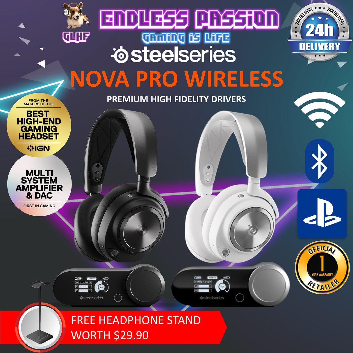 SteelSeries Arctis Nova Pro Wireless for PC Gaming Headset