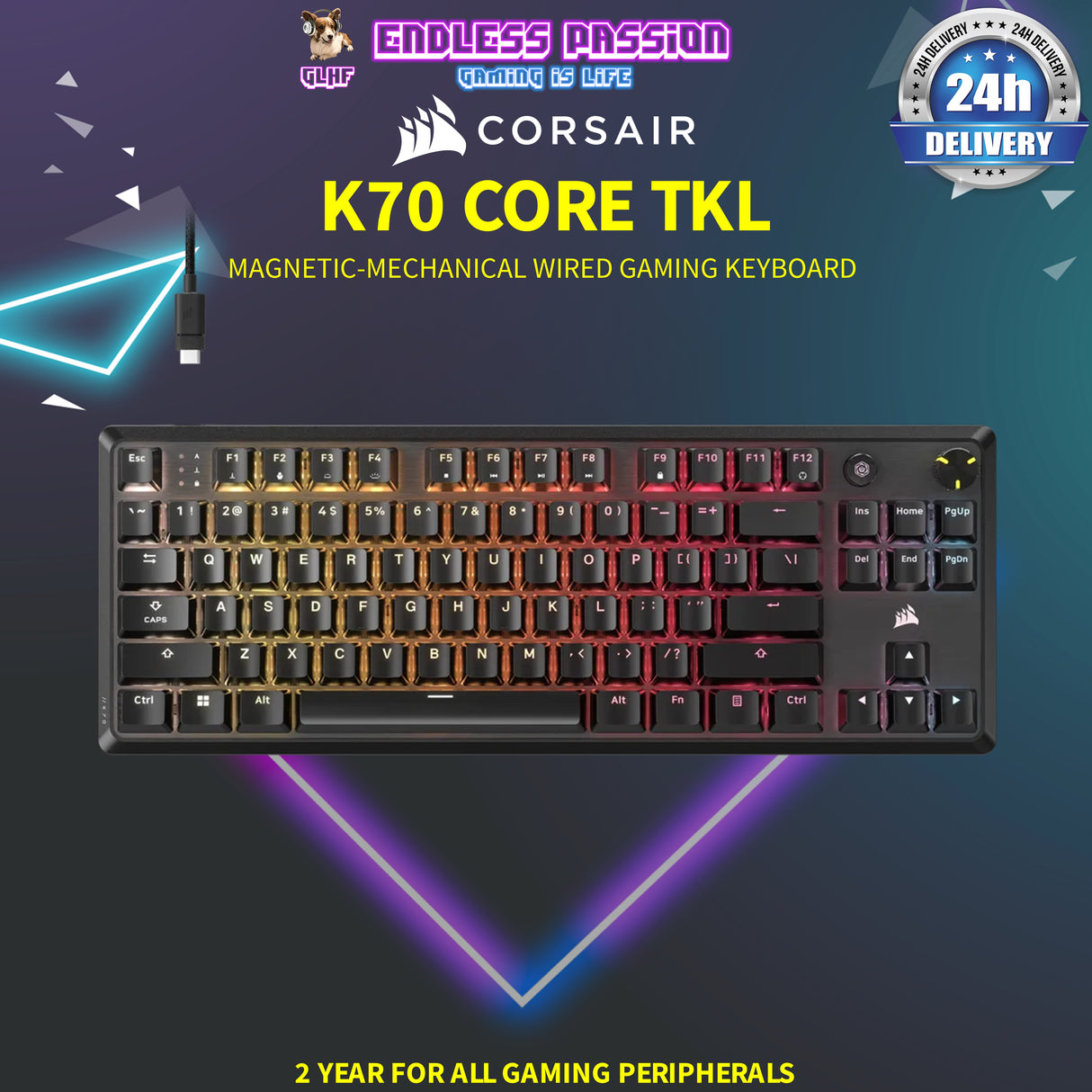 Corsair K70 Core TKL RGB Wired Mechanical Gaming Keyboard