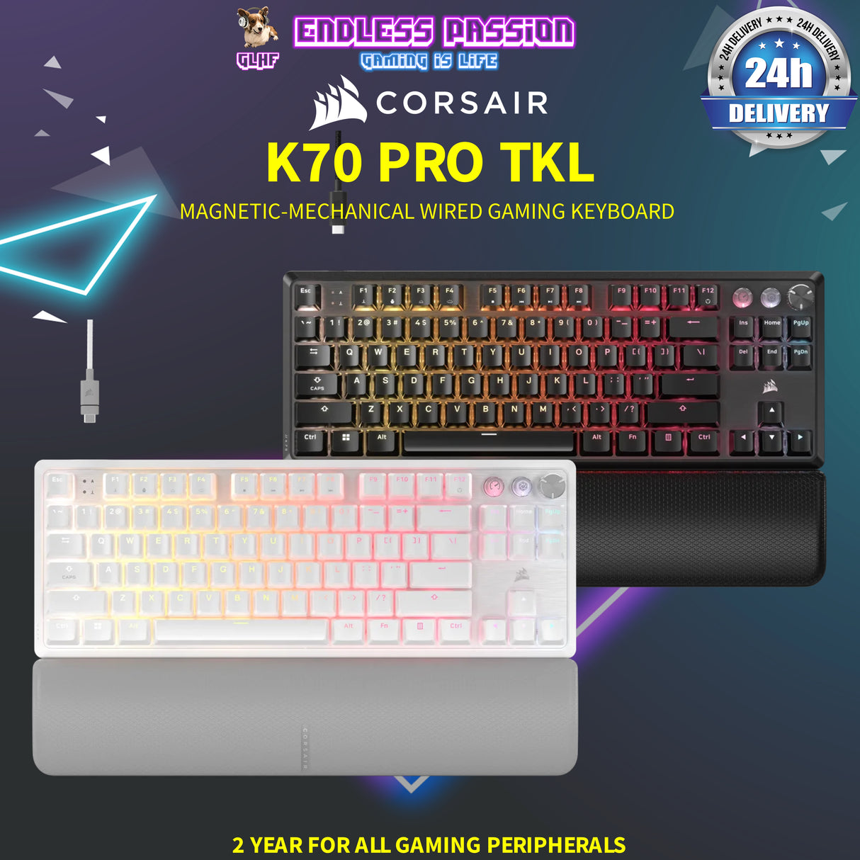 Corsair K70 PRO TKL Hall Effect Programmable Gaming Keyboard with Rapid Trigger