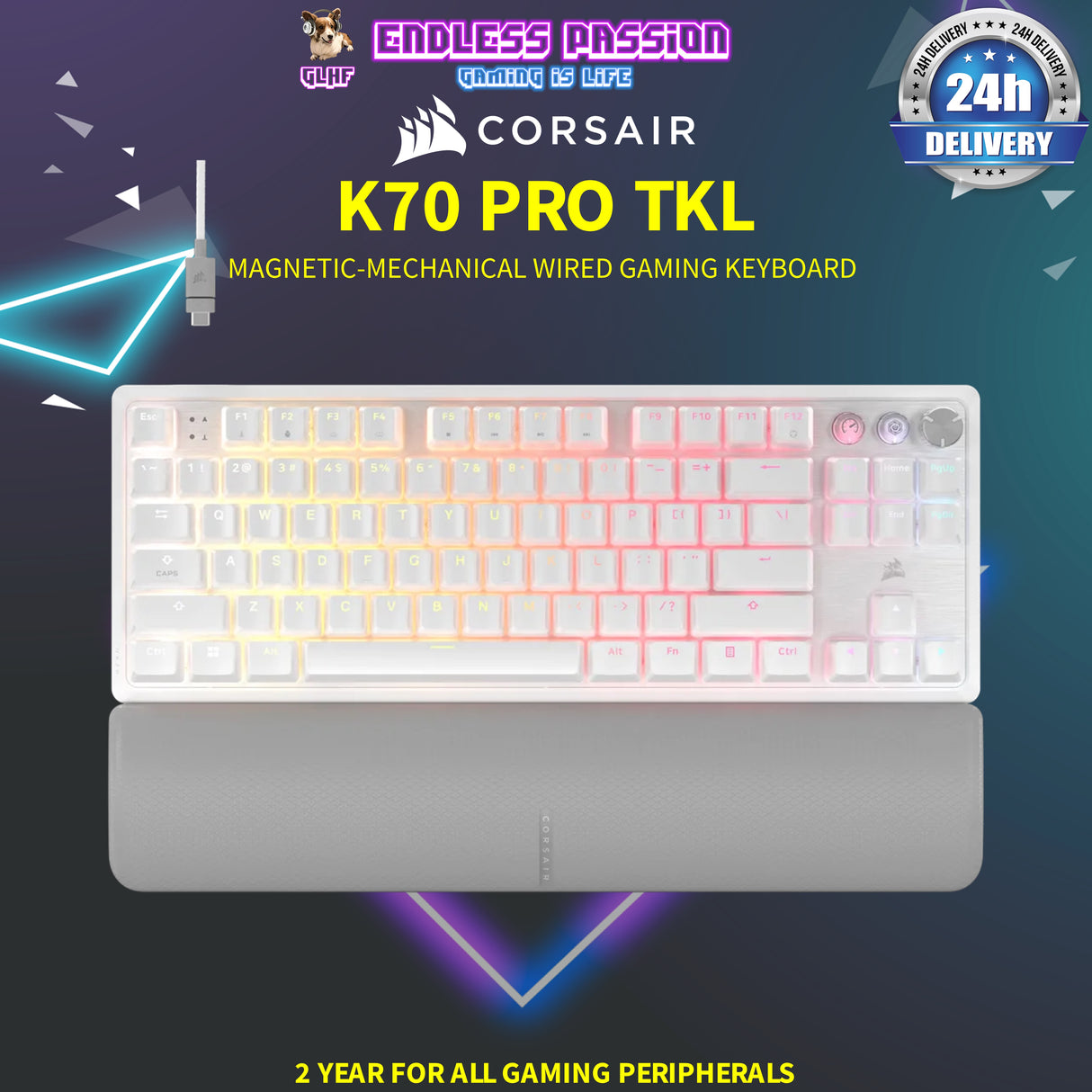 Corsair K70 PRO TKL Hall Effect Programmable Gaming Keyboard with Rapid Trigger