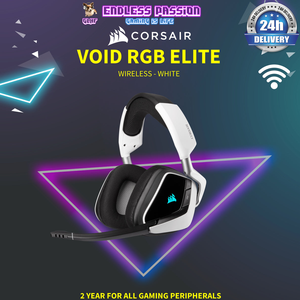 Corsair Void RGB Elite Wireless Premium Gaming Headset with 7.1 Surround Sound