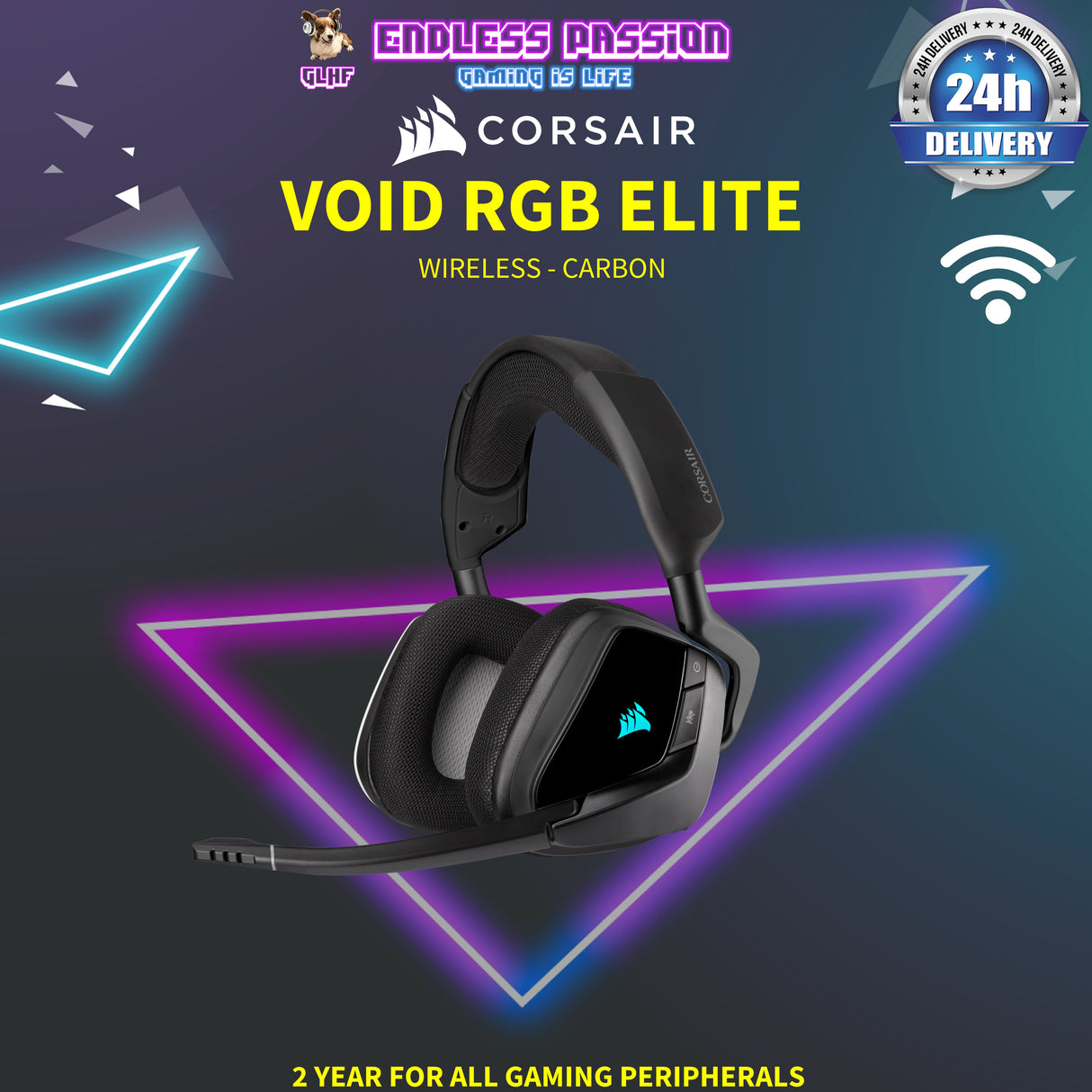 Corsair Void RGB Elite Wireless Premium Gaming Headset with 7.1 Surround Sound