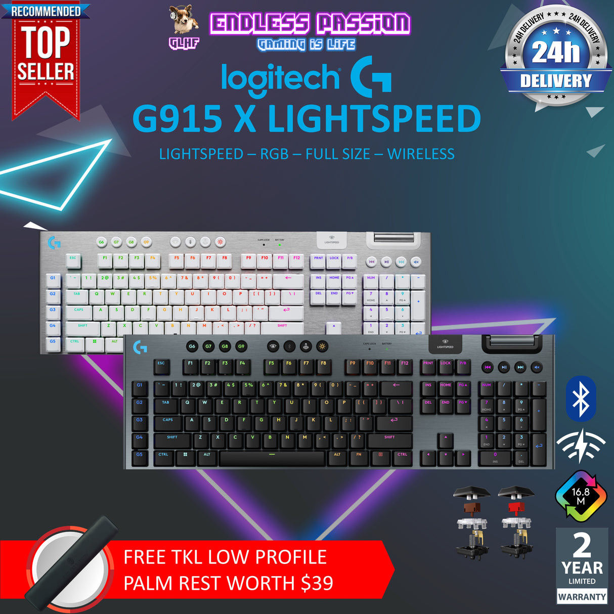 Logitech G915 X Lightspeed Low Profile Wireless Gaming Keyboard