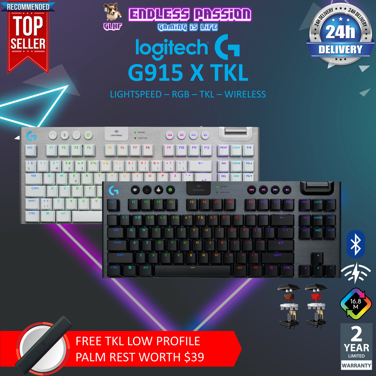 Logitech G915 X Lightspeed TKL Low Profile Wireless Gaming Keyboard