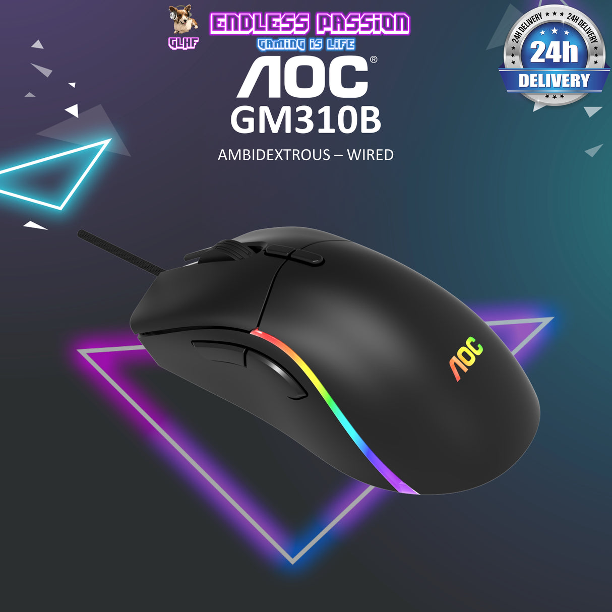 AOC GM310B Wired RGB Gaming Mouse