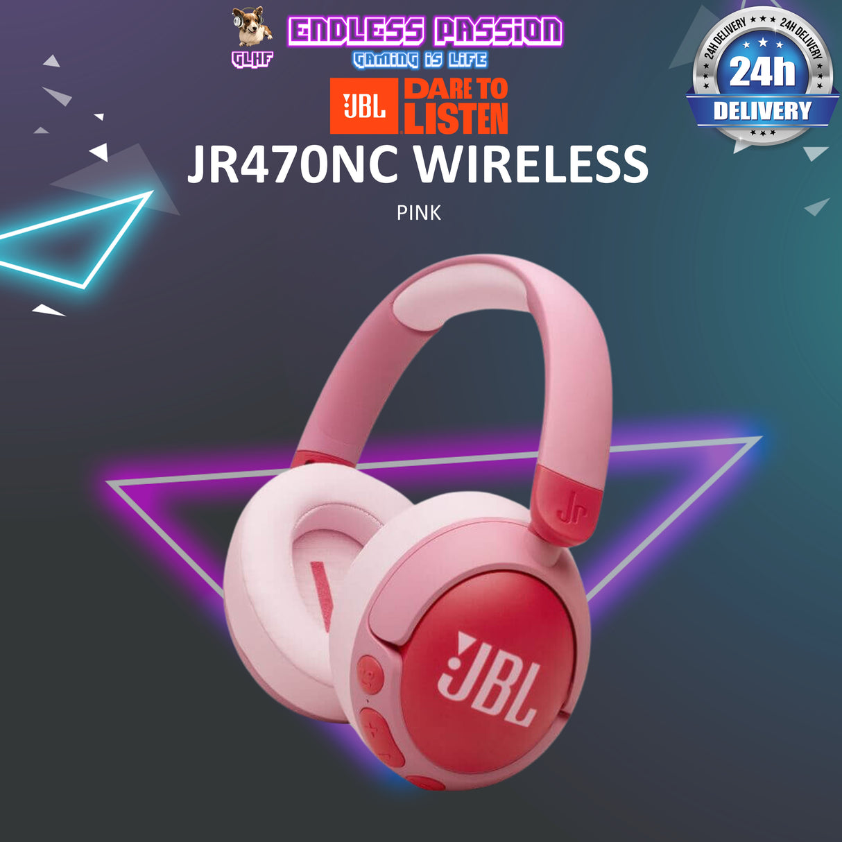 JBL JR 470NC, Kid-Friendly Wireless Over-Ear Bluetooth Headphones with Active Noice Cancelling