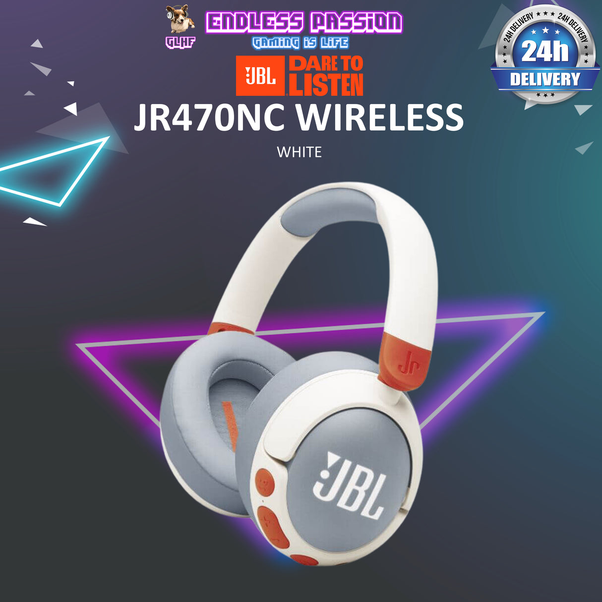 JBL JR 470NC, Kid-Friendly Wireless Over-Ear Bluetooth Headphones with Active Noice Cancelling