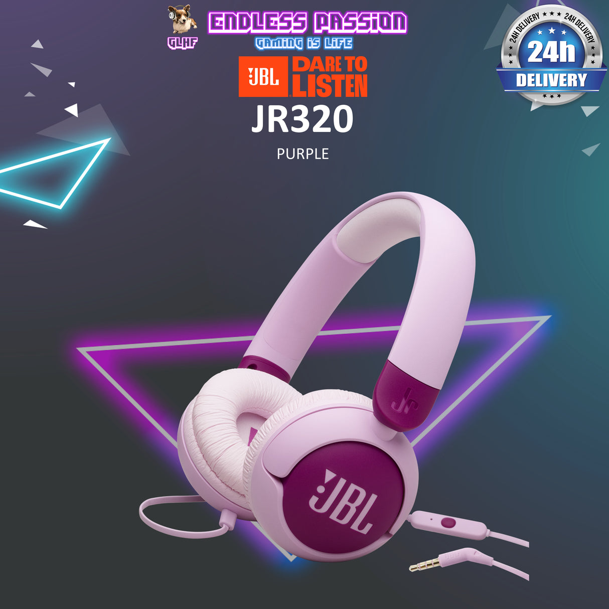 JBL JR 320 Wired On-Ear Headphones for Kids with Built-In Mic