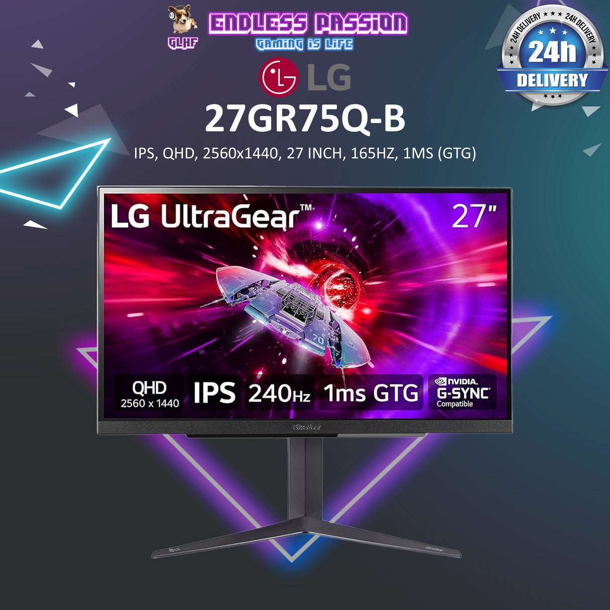 LG 27GR75Q-B - 27 Inch FHD QHD Gaming Monitor