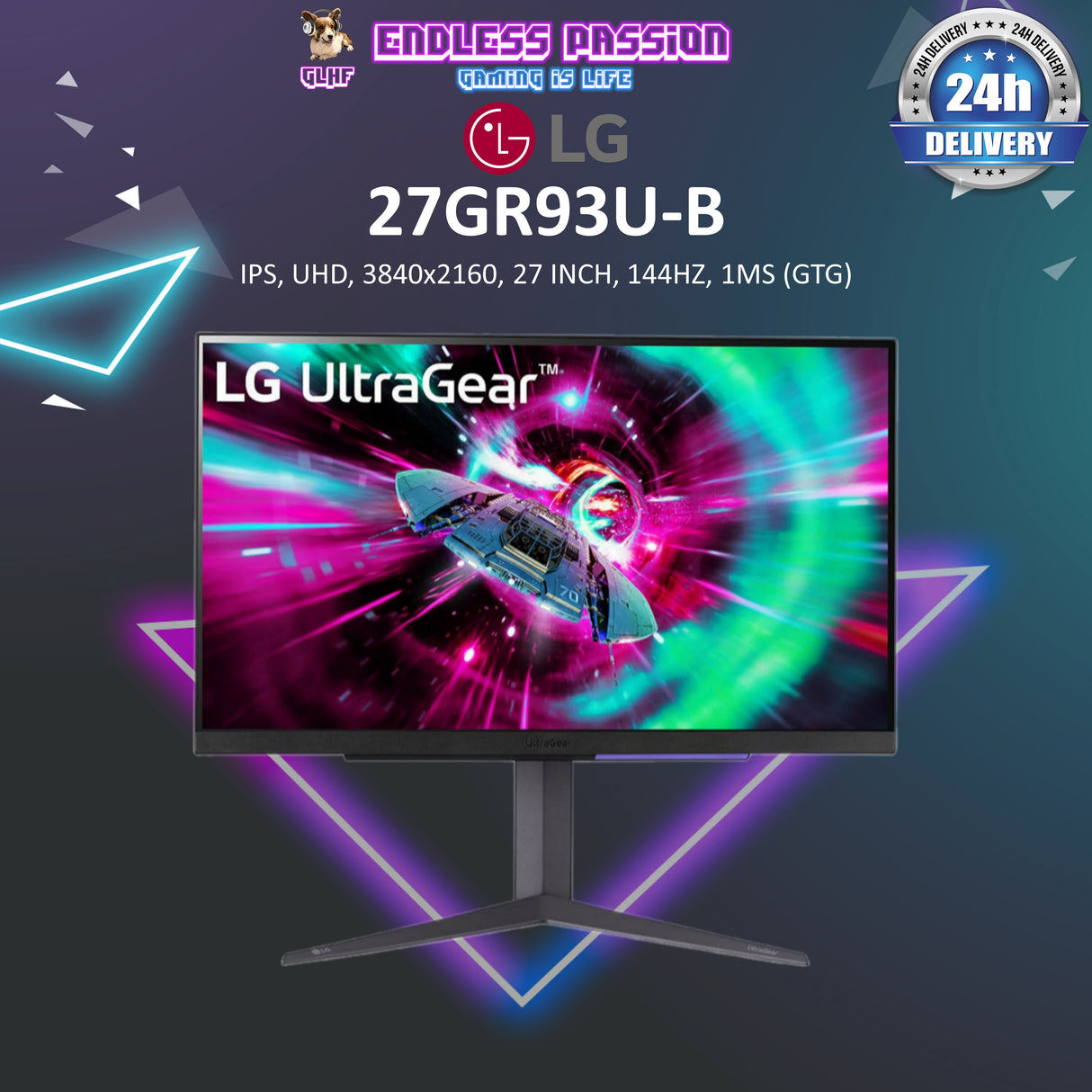 LG 27GR93U-B - 27 Inch UHD IPS Gaming Monitor