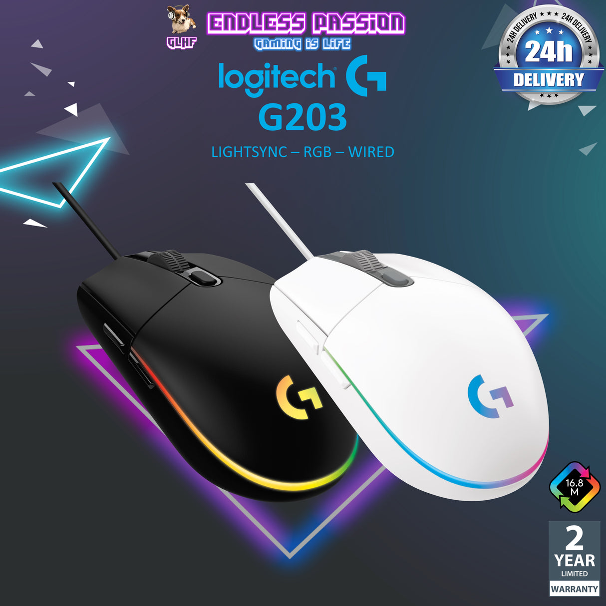 Logitech G203 LIGHTSYNC Wired Gaming Mouse