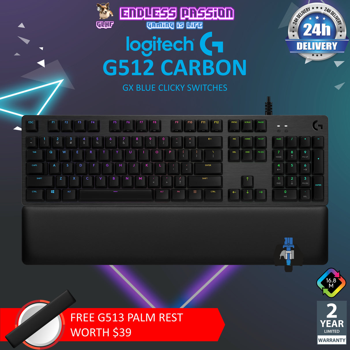 Logitech G512 Carbon RGB Wired Mechanical Gaming Keyboard