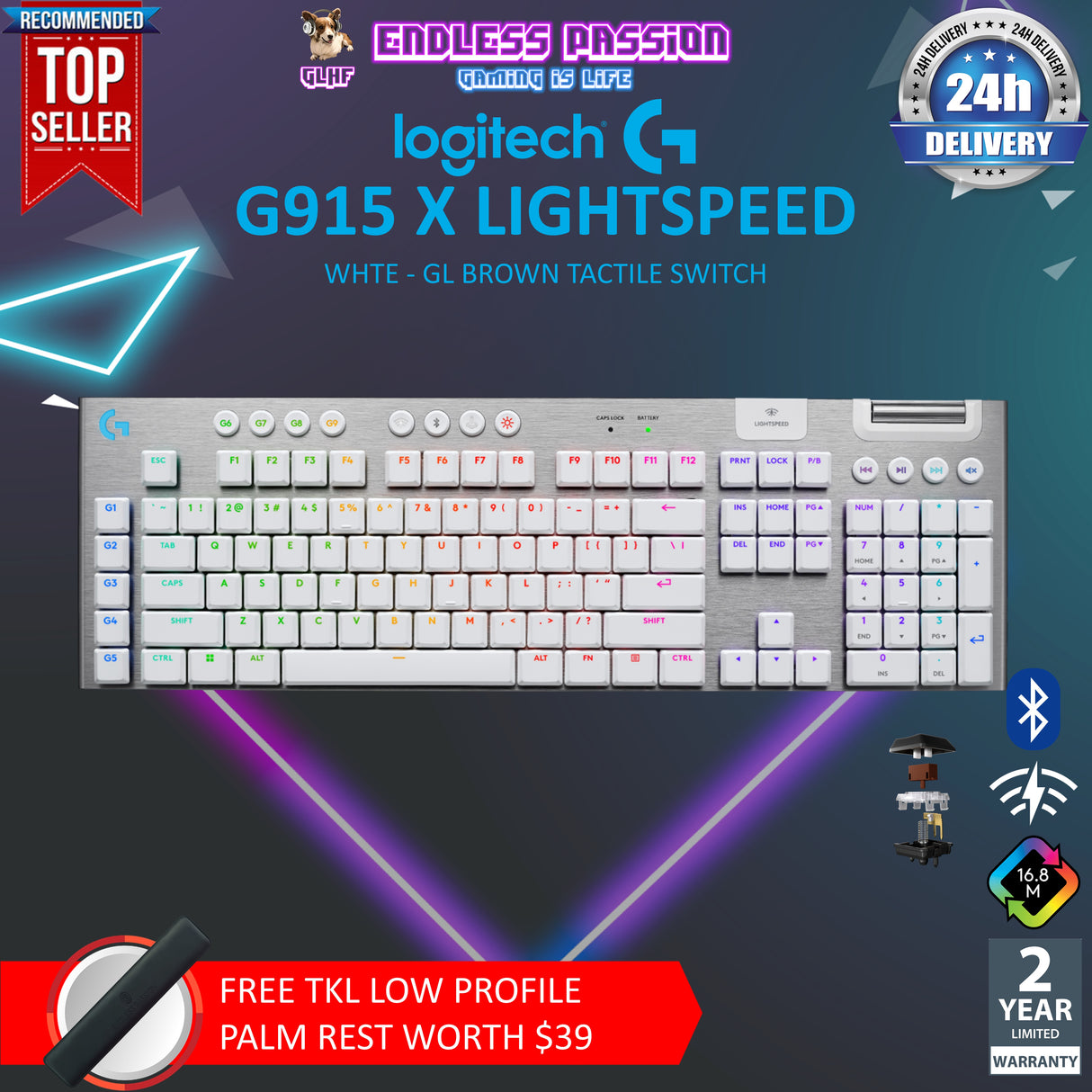 Logitech G915 X Lightspeed Low Profile Wireless Gaming Keyboard