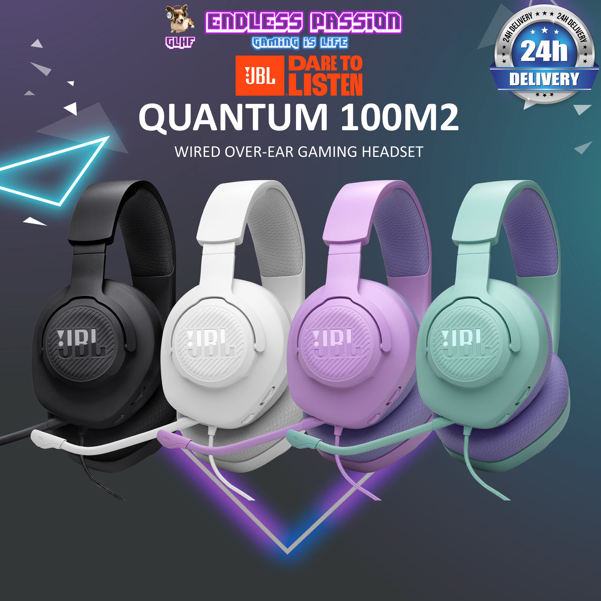 JBL Quantum 100M2 Wired Over-Ear Gaming Headset