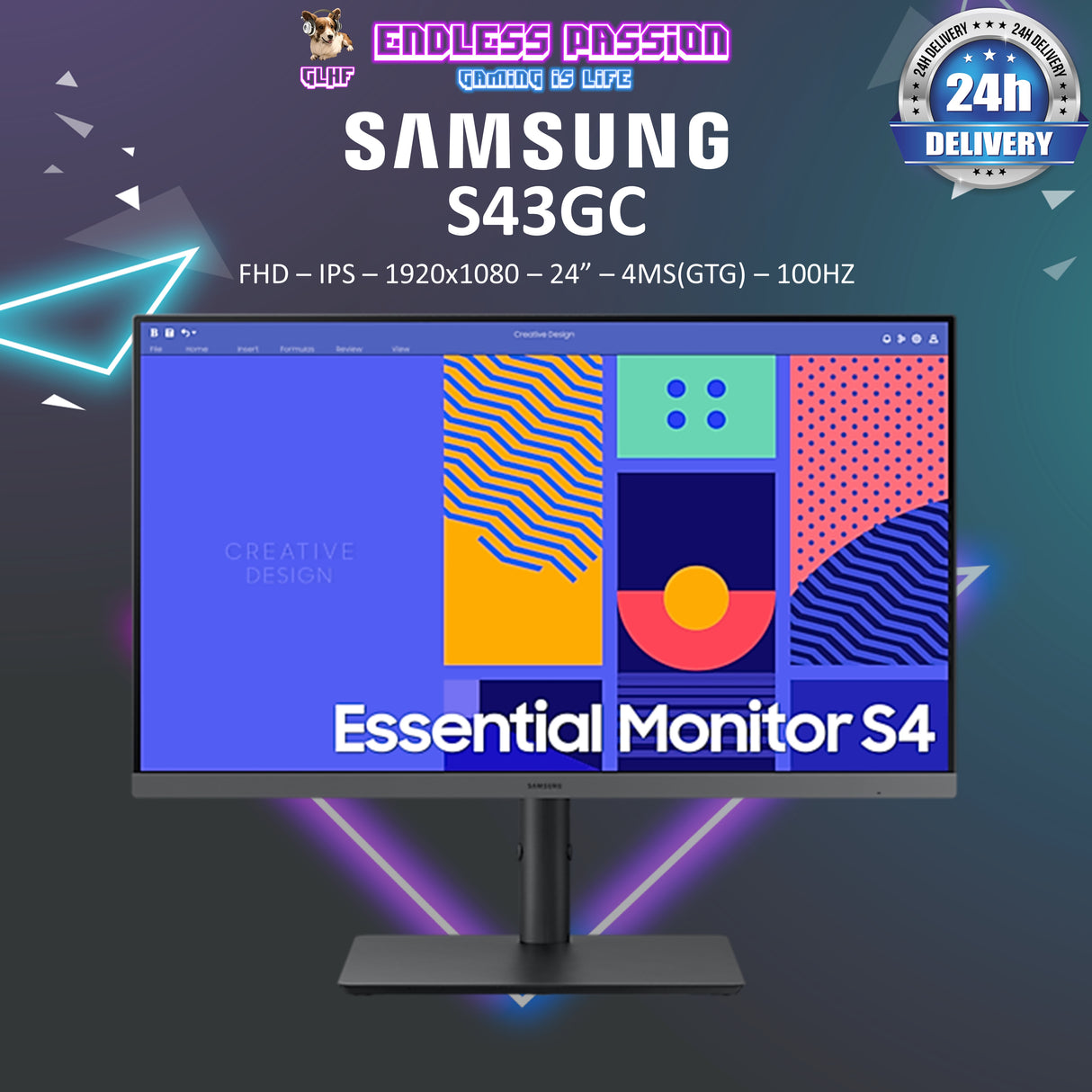 Samsung Essential S4 S43GC 24" FHD IPS Display Productivity Monitor - LS24C430GAEXXS