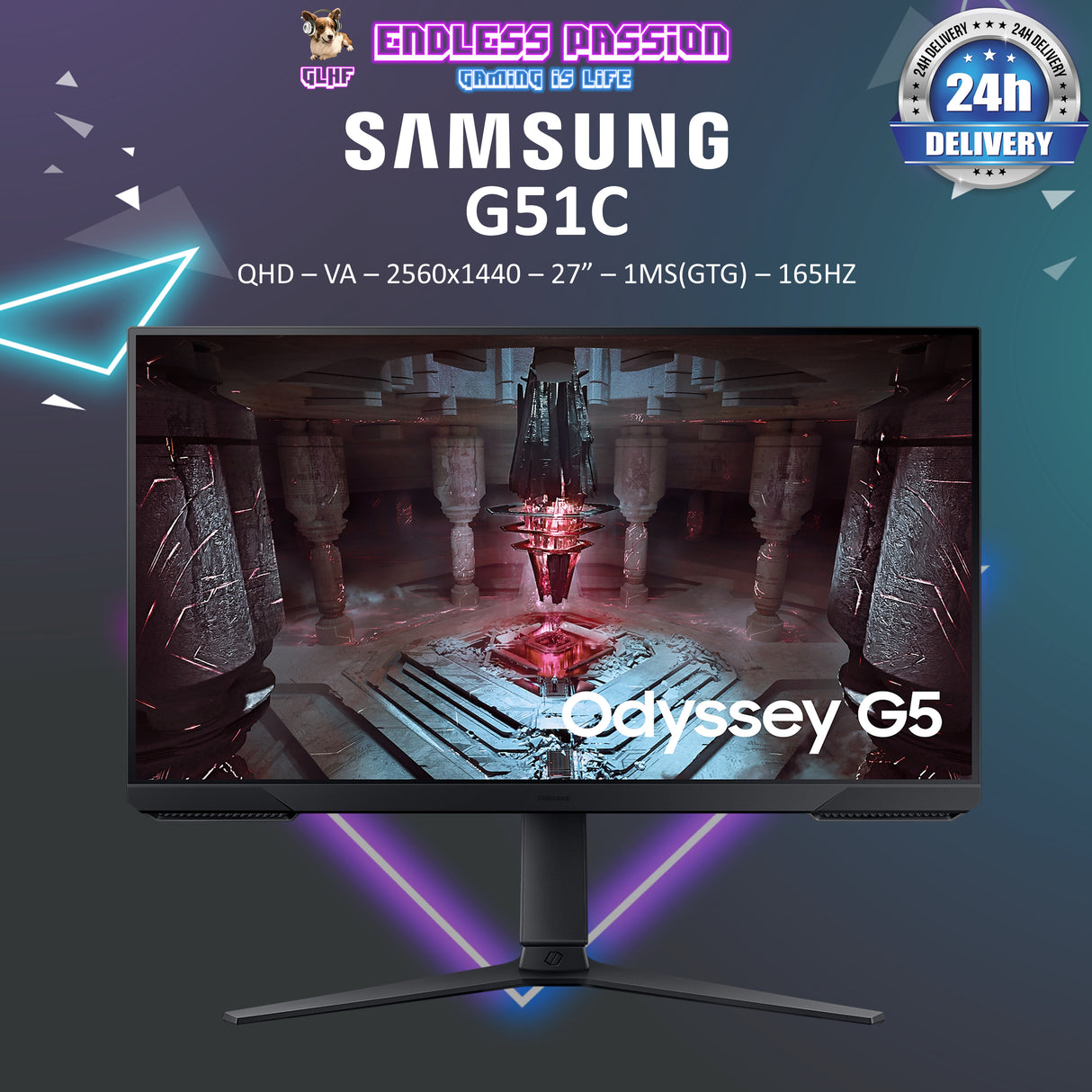 Samsung Odyssey G5 G51C 27" QHD VA Display Gaming Monitor - LS27CG510EEXXS