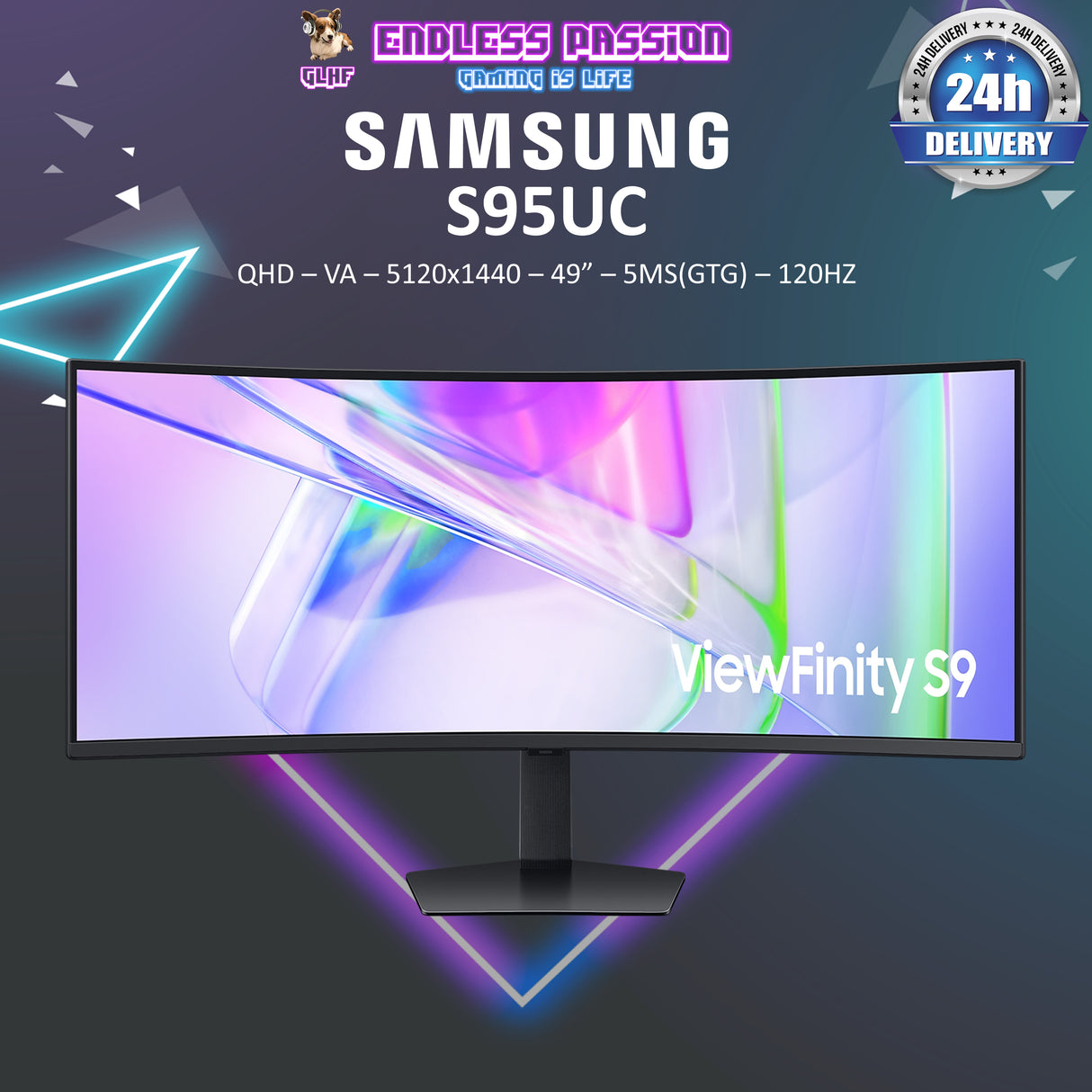 Samsung ViewFinity S9 S95UC 49" DQHD Curved VA Display Gaming Monitor - LS49C950UAEXXS