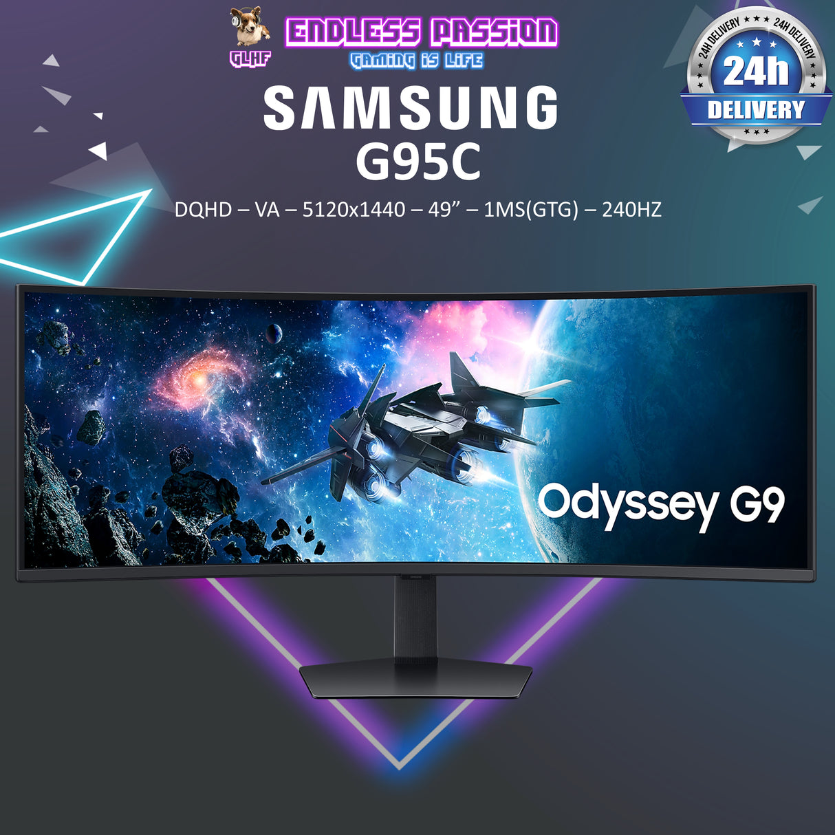 Samsung Odyssey G9 G95C 49" DQHD Curved VA Gaming Monitor - LS49CG954EEXXS