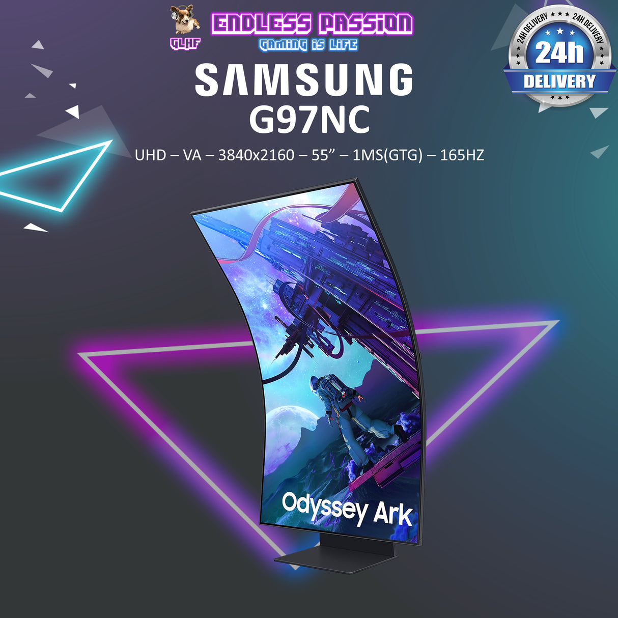 Samsung Odyssey Ark 2 G97NC 55" 4K UHD Curved VA Display Gaming Monitor - LS55CG970NEXXS