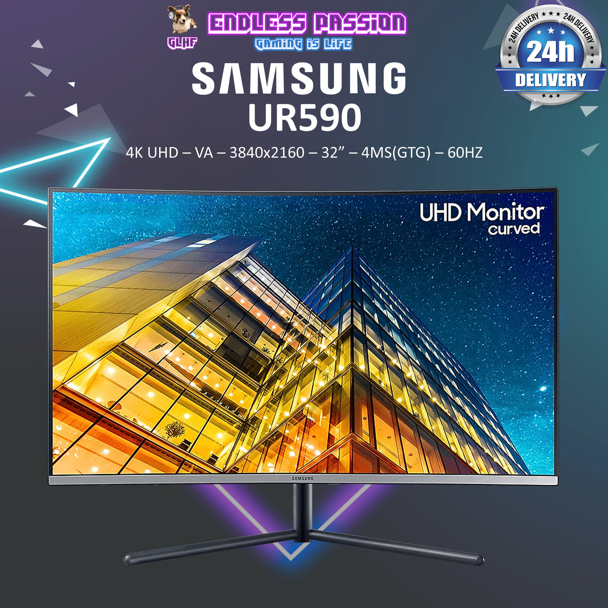 Samsung UR590 32" 4K UHD Curved VA Display Productivity Monitor - LU32R590CWEXXS