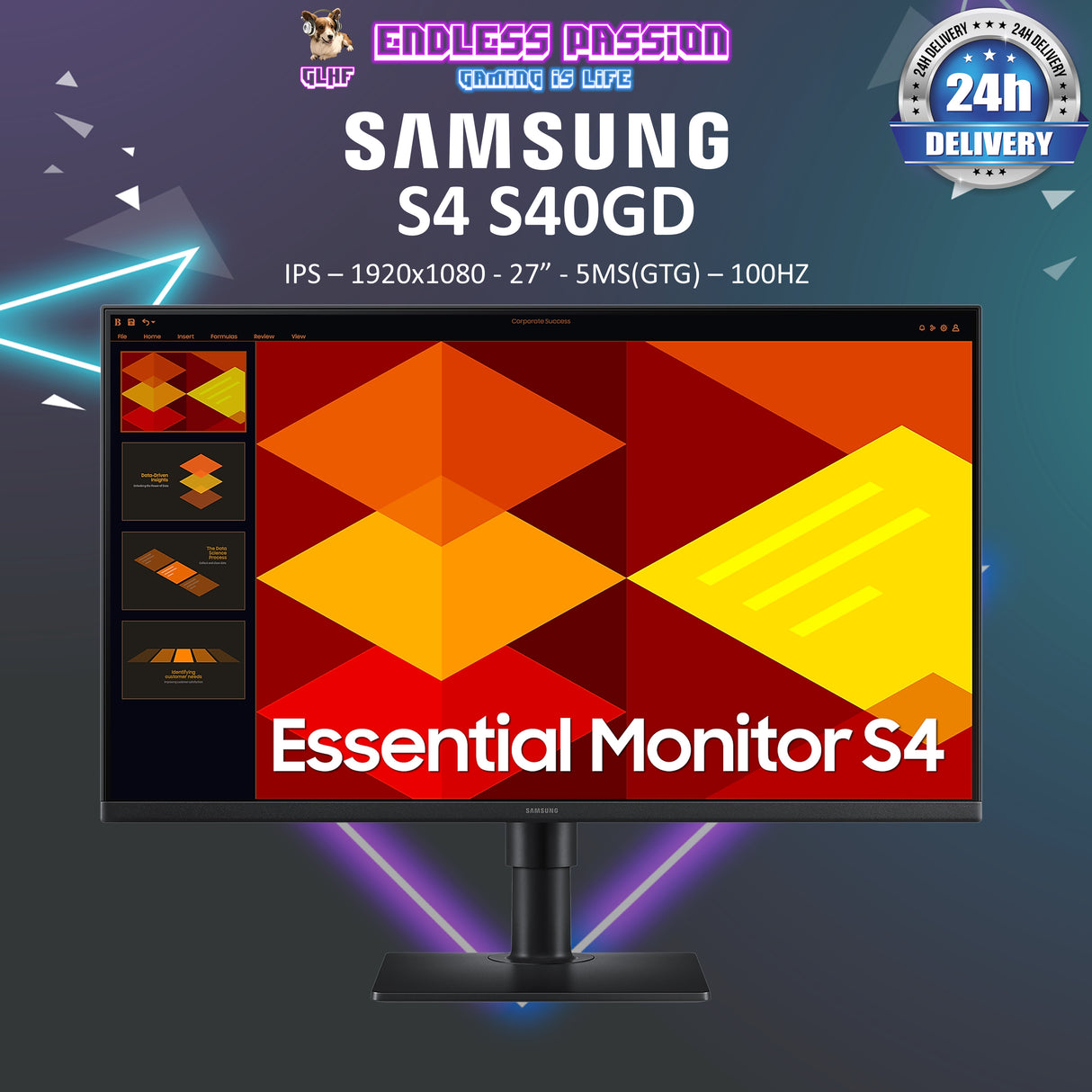 Samsung Essential S4 S40GD 27" FHD IPS Display Productivity Monitor - LS27D400GAEXXS