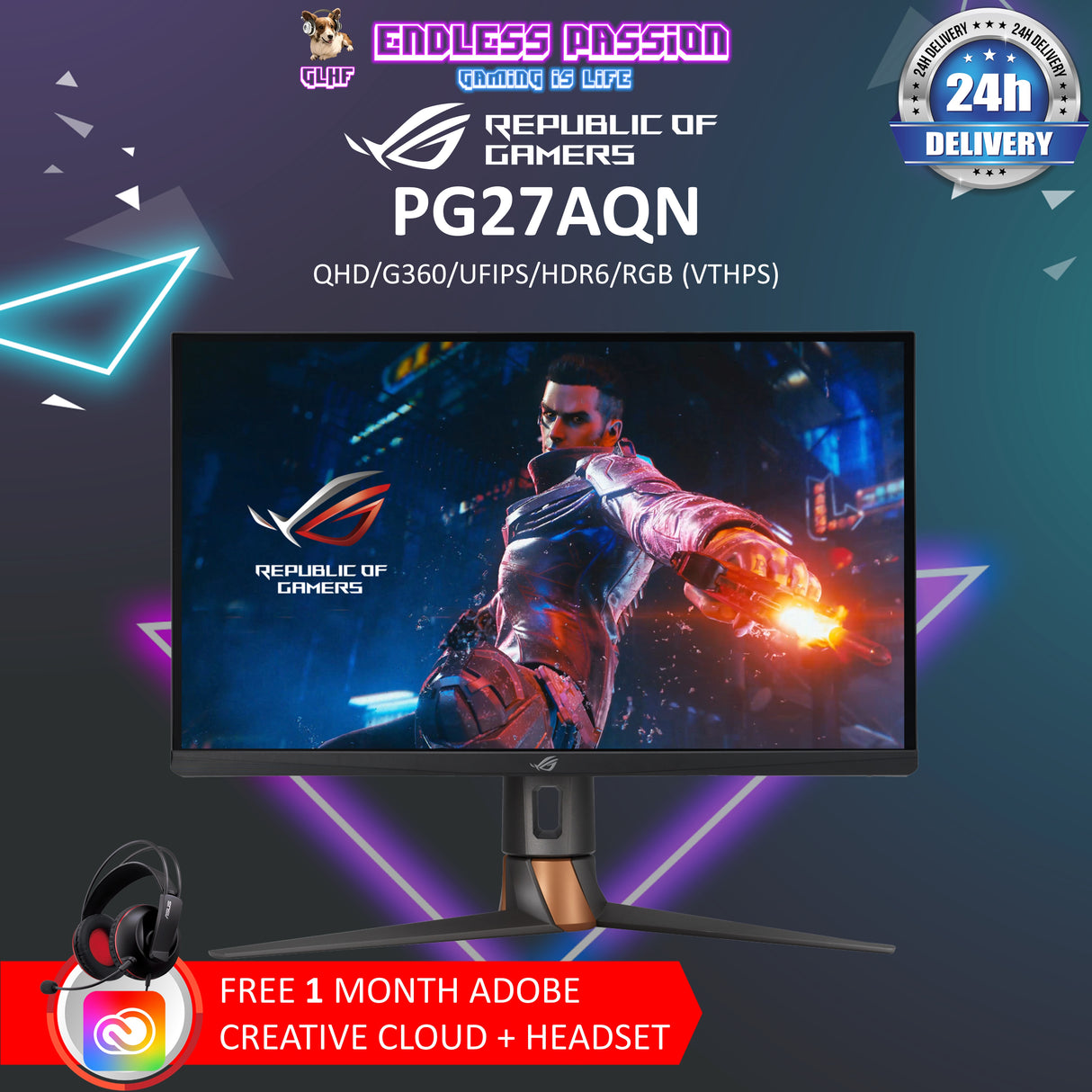 ASUS ROG Swift PG27AQN QHD 360Hz Gaming Monitor