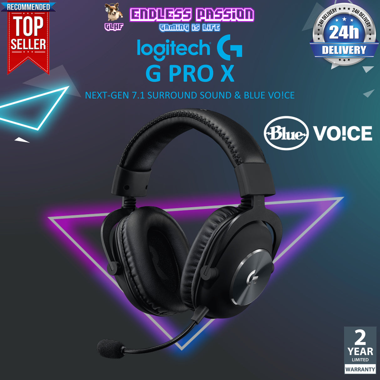 Logitech G PRO X Gaming Headset with Blue VO!CE