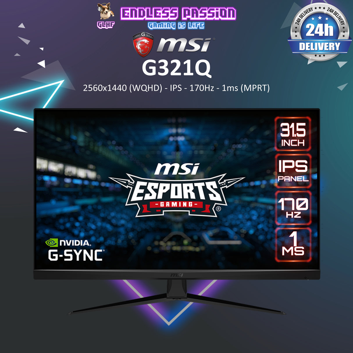 MSI G321Q - 31.5" 2K WQHD IPS 170Hz 1ms Gaming Monitor