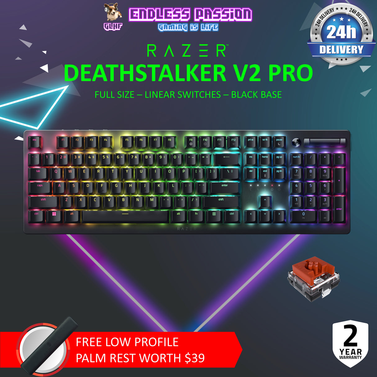 Razer DeathStalker V2 Pro Wireless Gaming Keyboard