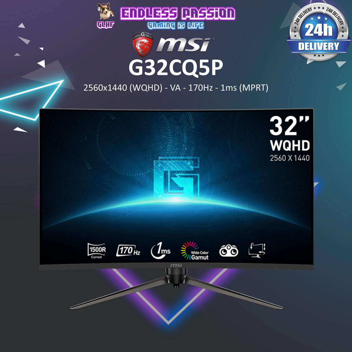 MSI G32CQ5P 31.5" 2K VA 170Hz 1ms Gaming Monitor