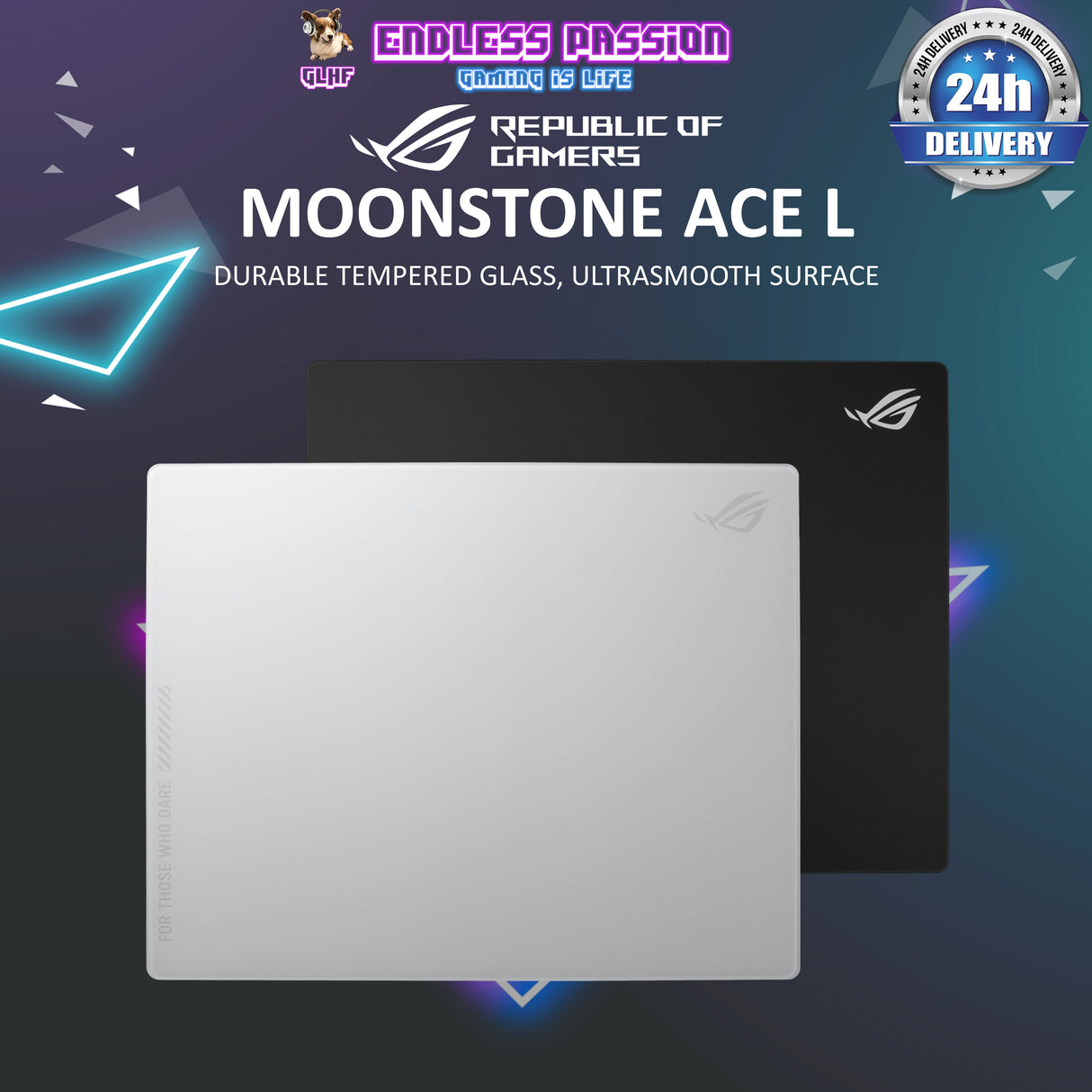 Asus ROG Moonstone Ace Large Tempered Glass Mousepad