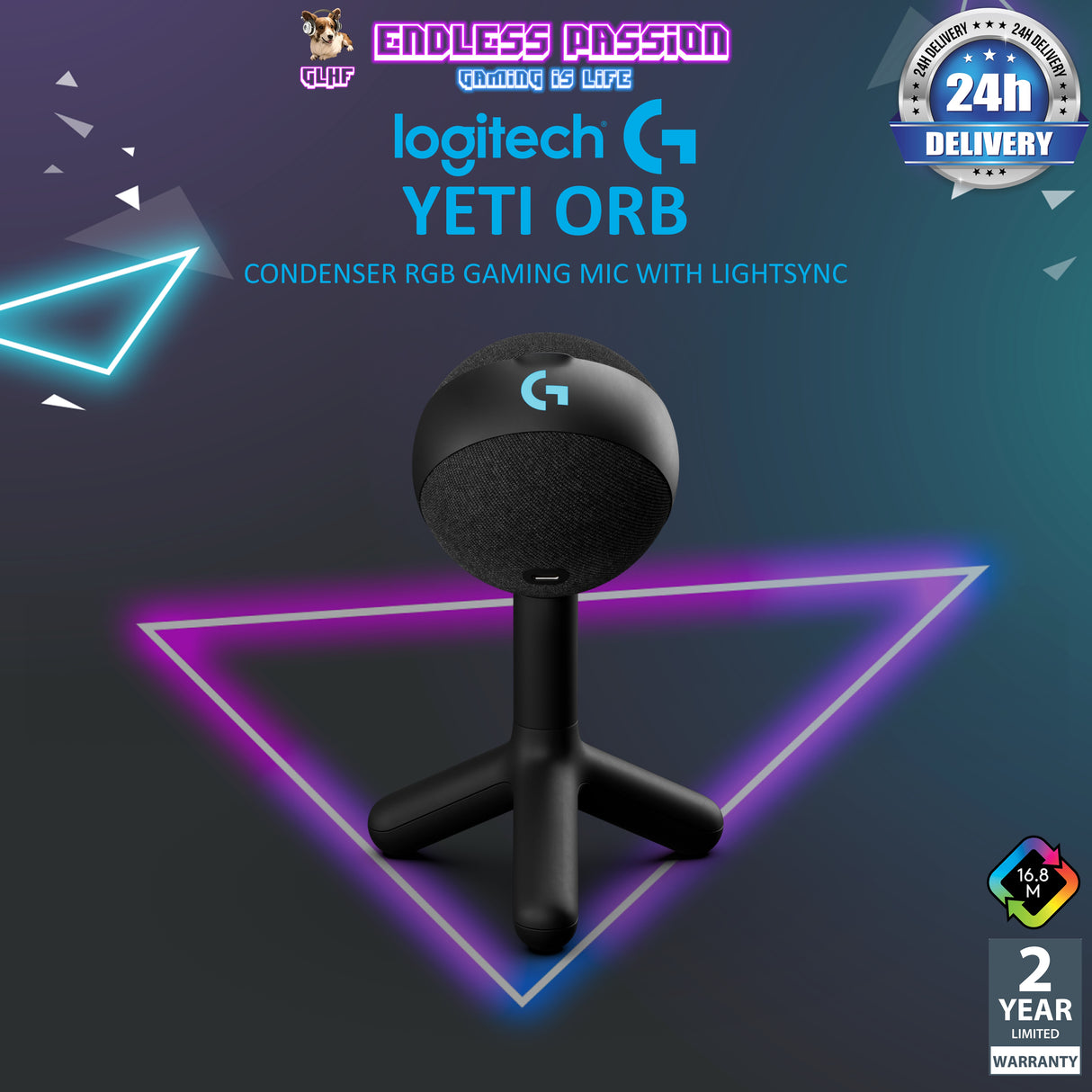 Logitech G Yeti Orb Condenser RGB Gaming Microphone with LIGHTSYNC