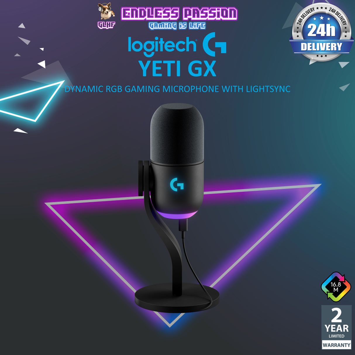 Logitech G Yeti GX Dynamic RGB Gaming Microphone with LIGHTSYNC