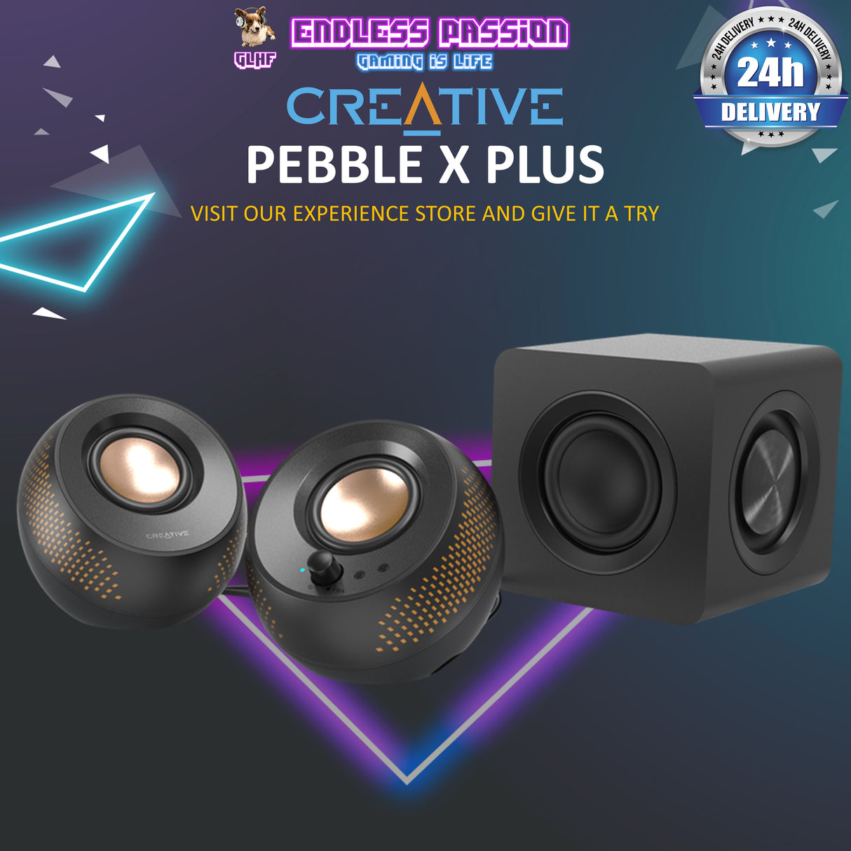 Creative Pebble X Plus 2.1 USB-C Computer Speakers with Subwoofe