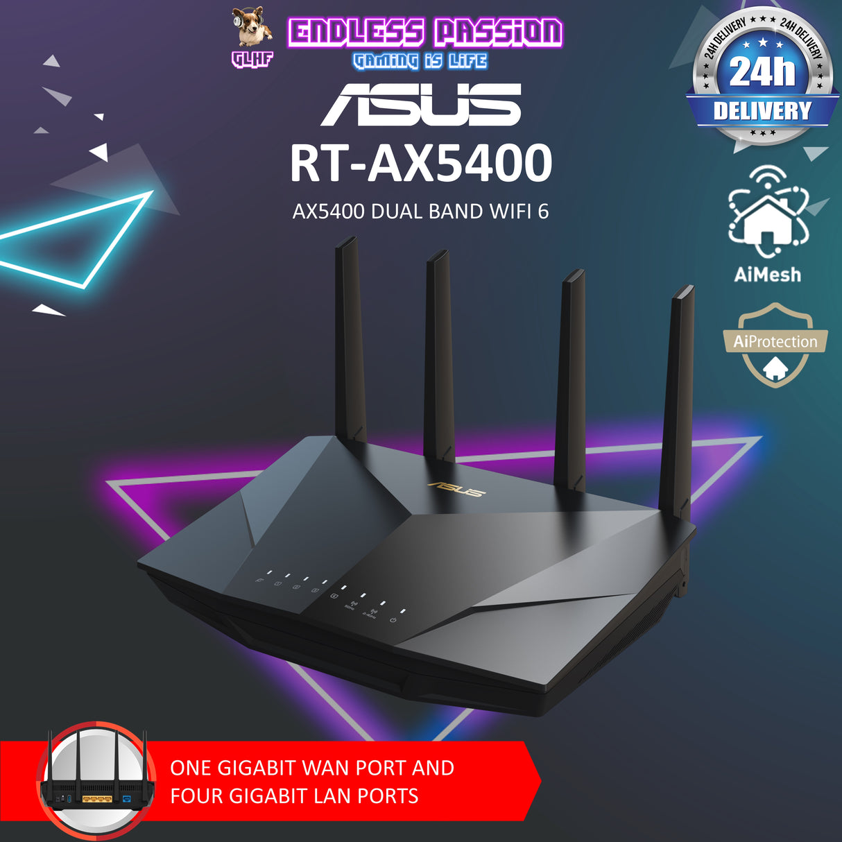 ASUS RT-AX5400 AX5400 Dual Band WiFi 6 (802.11ax) Extendable Router