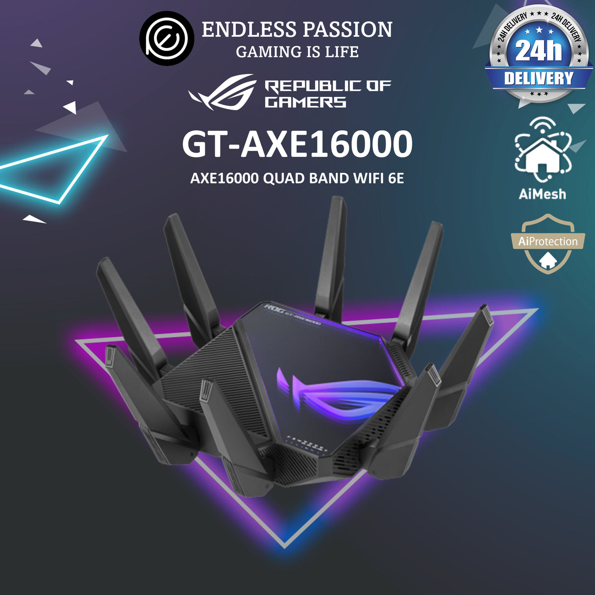 ASUS ROG GT-AXE1600 Quad Band WIFI 6E Gaming Router