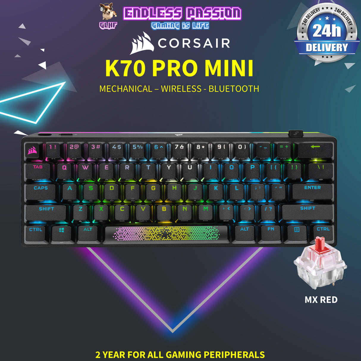 Corsair K70 PRO MINI Wireless RGB 60% Mechanical Gaming Keyboard