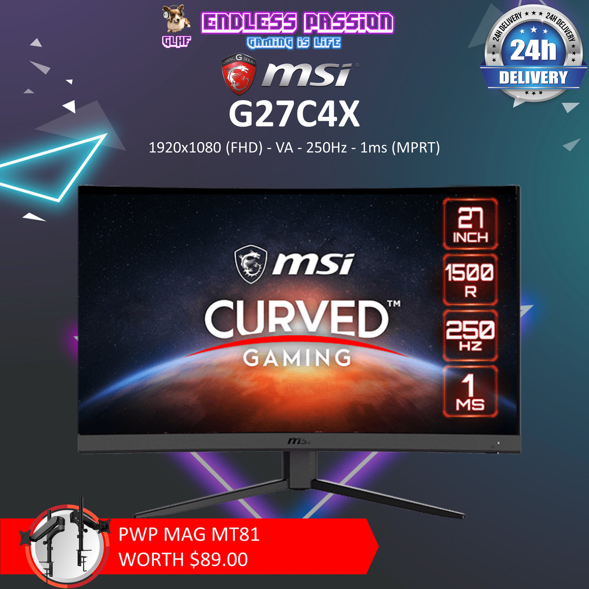 MSI G27C4X - 27 inch FHD Gaming Monitor