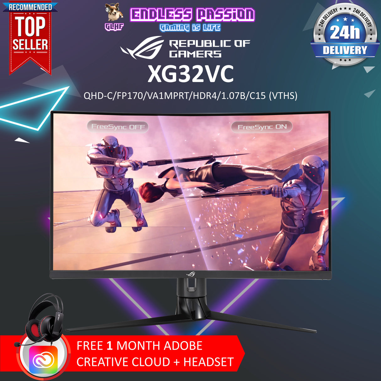 ASUS ROG Strix XG32VC 32 Inch Gaming Monitor